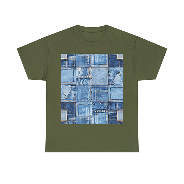 "Denim Patch" Plus Size Women Heavy Cotton Tee