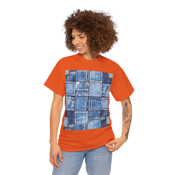 "Denim Patch" Plus Size Women Heavy Cotton Tee