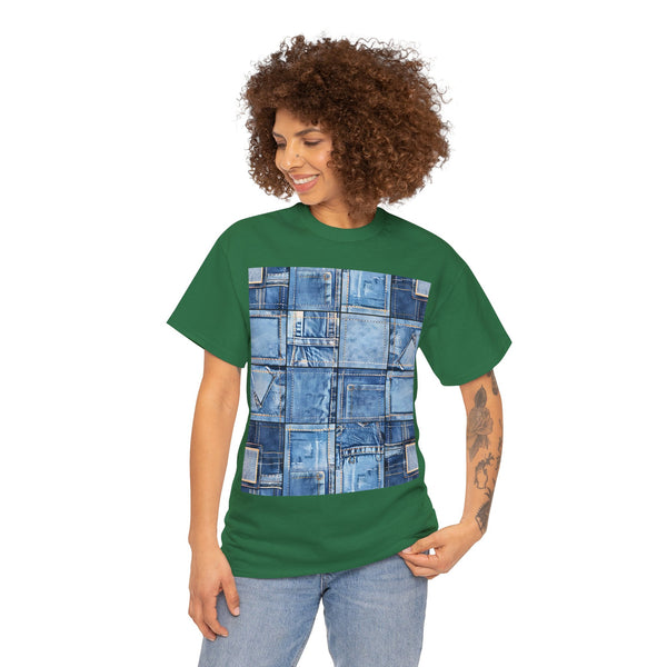 "Denim Patch" Plus Size Women Heavy Cotton Tee