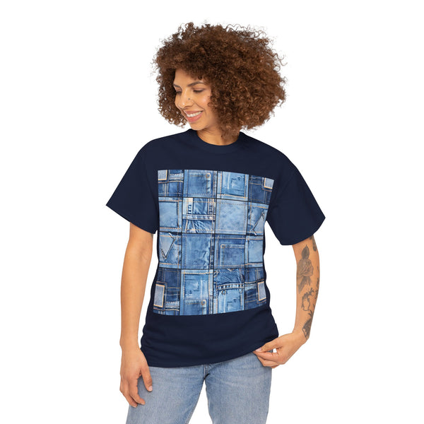 "Denim Patch" Plus Size Women Heavy Cotton Tee