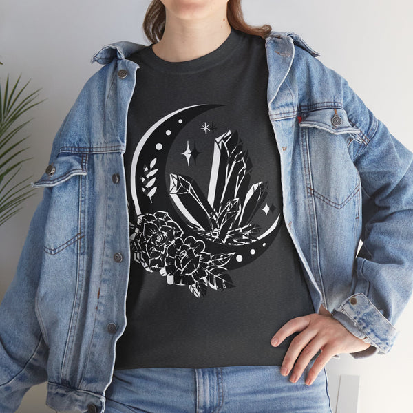 "Crystal, Flowers & Moon" Plus Size Women Heavy Cotton Tee T-shirt