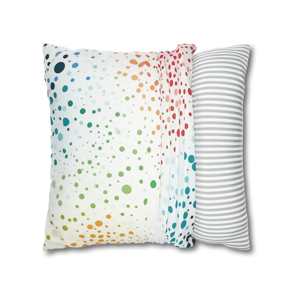White Polka Dots Spun Polyester Square Pillowcase