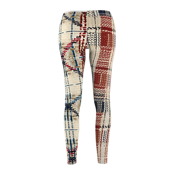 Knitted Scottish Tartan Plaid Women's Cut & Sew Casual Leggings