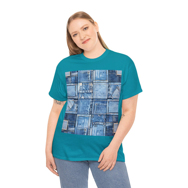 "Denim Patch" Plus Size Women Heavy Cotton Tee