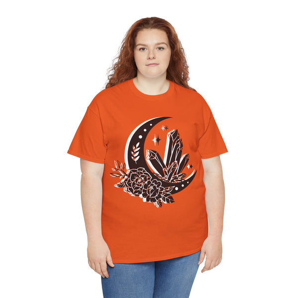 "Crystal, Flowers & Moon" Plus Size Women Heavy Cotton Tee T-shirt