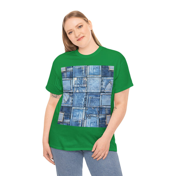 "Denim Patch" Plus Size Women Heavy Cotton Tee
