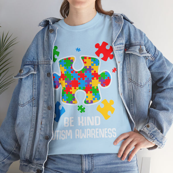 Autism Awareness "Be Kind" Plus Size Women Heavy Cotton Tee