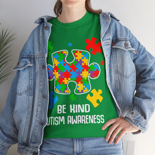 Autism Awareness "Be Kind" Plus Size Women Heavy Cotton Tee