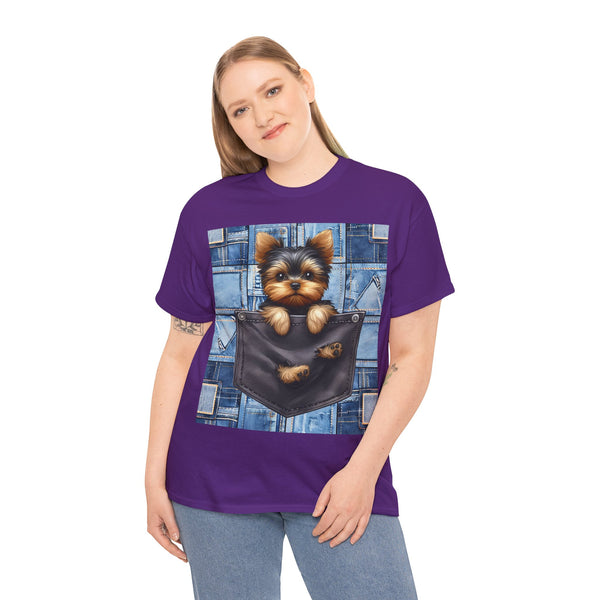 "Denim Dog Patch" Plus Size Women Heavy Cotton Tee T-shirt