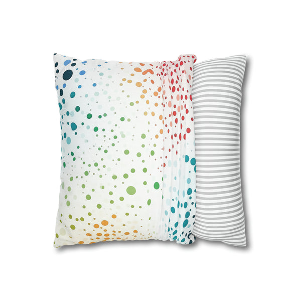 White Polka Dots Spun Polyester Square Pillowcase