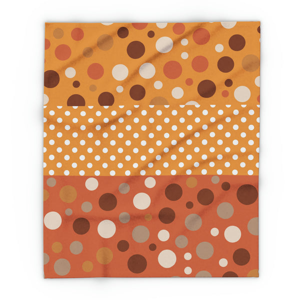 Large Warm Color Polka Dots Arctic Fleece Throw Blanket