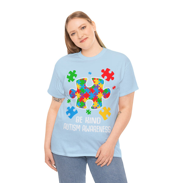 Autism Awareness "Be Kind" Plus Size Women Heavy Cotton Tee