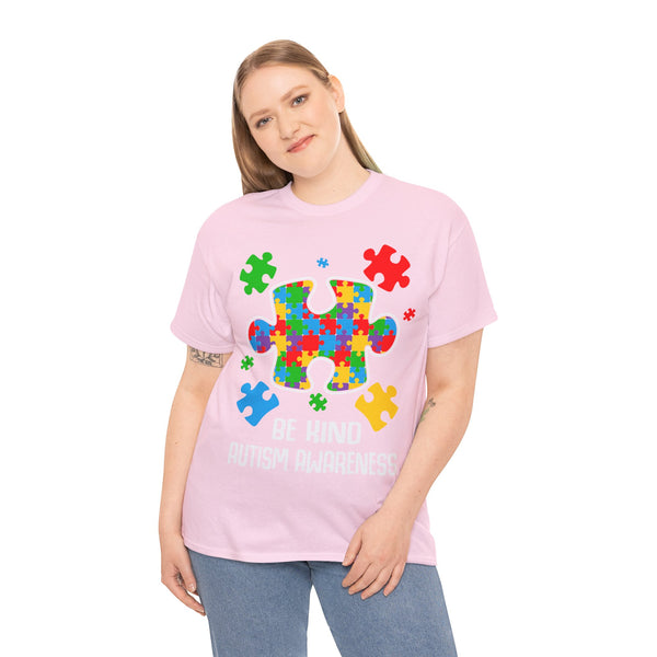 Autism Awareness "Be Kind" Plus Size Women Heavy Cotton Tee