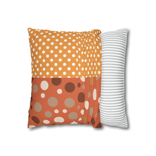 Large Warm Color Polka Dots Spun Polyester Square Throw Pillowcase