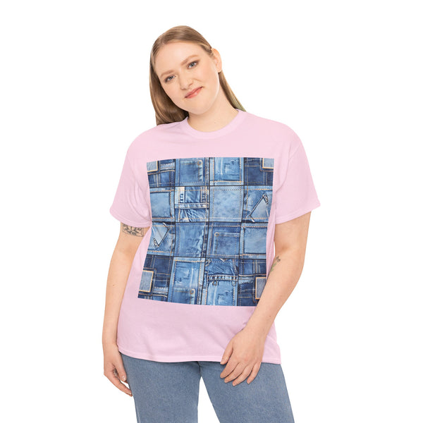 "Denim Patch" Plus Size Women Heavy Cotton Tee