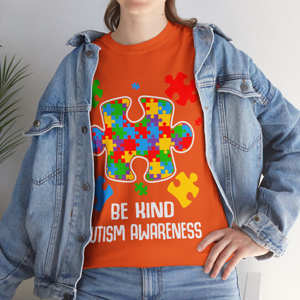 Autism Awareness "Be Kind" Plus Size Women Heavy Cotton Tee