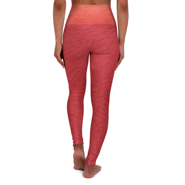 Red Faux Leather High Waisted Yoga Leggings