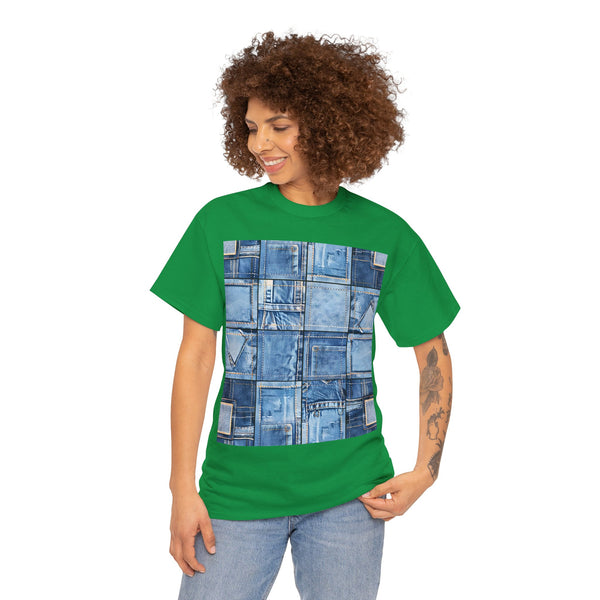 "Denim Patch" Plus Size Women Heavy Cotton Tee