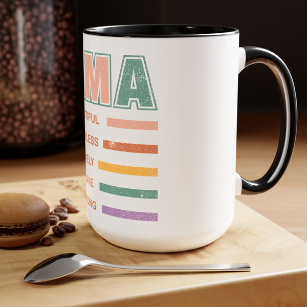 Mama Beautiful Mother's Day Two-Tone Coffee Mugs Cup, 15oz