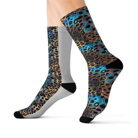 Holographic Cheetah Sublimation Woman Socks
