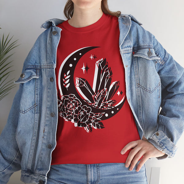 "Crystal, Flowers & Moon" Plus Size Women Heavy Cotton Tee T-shirt