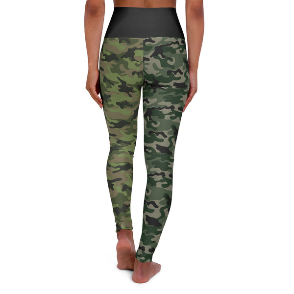Green Camo Two Tone High Waisted Yoga Leggings