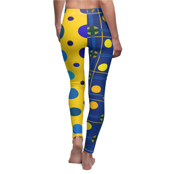 Blue & Yellow Women's Cut & Sew Casual Leggings
