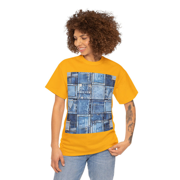 "Denim Patch" Plus Size Women Heavy Cotton Tee