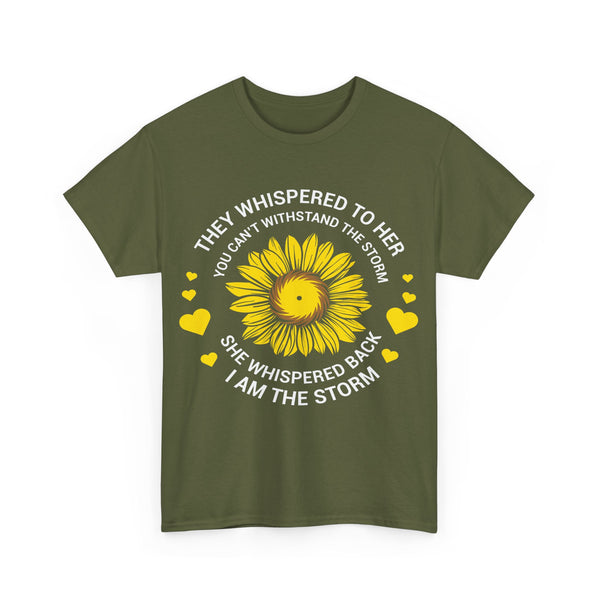 "They Whispered To Her" Woman Crewneck T-Shirt: Focus on the Good - Unisex Heavy Cotton Tee