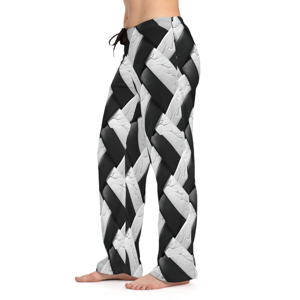 Black/White Plat Pattern Women's Pajama Sleepwear Pants