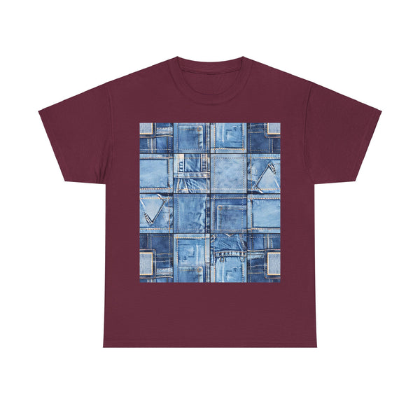 "Denim Patch" Plus Size Women Heavy Cotton Tee