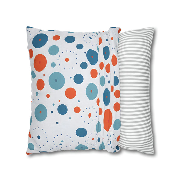 Blue/Orange Polka Dots Spun Polyester Square Pillowcase