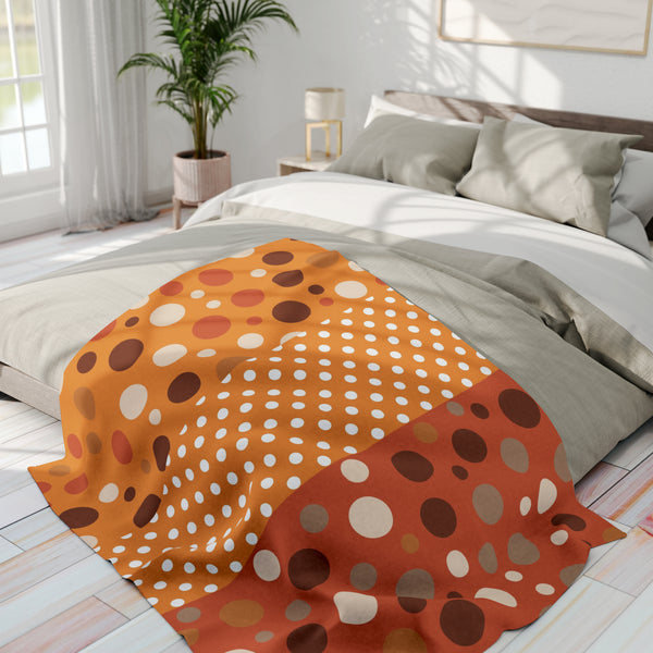 Large Warm Color Polka Dots Arctic Fleece Throw Blanket