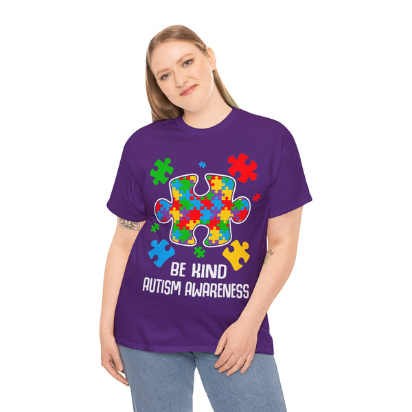 Autism Awareness "Be Kind" Plus Size Women Heavy Cotton Tee