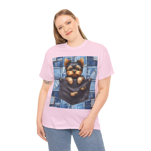 "Denim Dog Patch" Plus Size Women Heavy Cotton Tee T-shirt