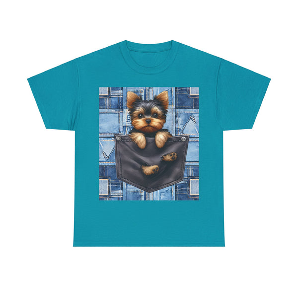 "Denim Dog Patch" Plus Size Women Heavy Cotton Tee T-shirt