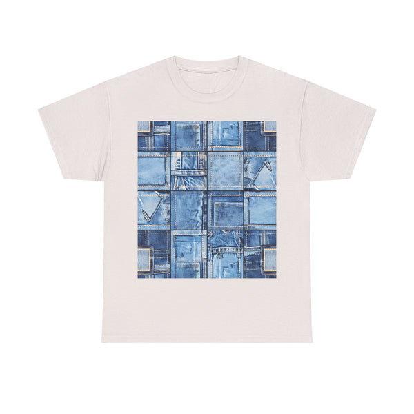 "Denim Patch" Plus Size Women Heavy Cotton Tee
