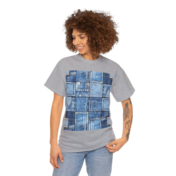 "Denim Patch" Plus Size Women Heavy Cotton Tee