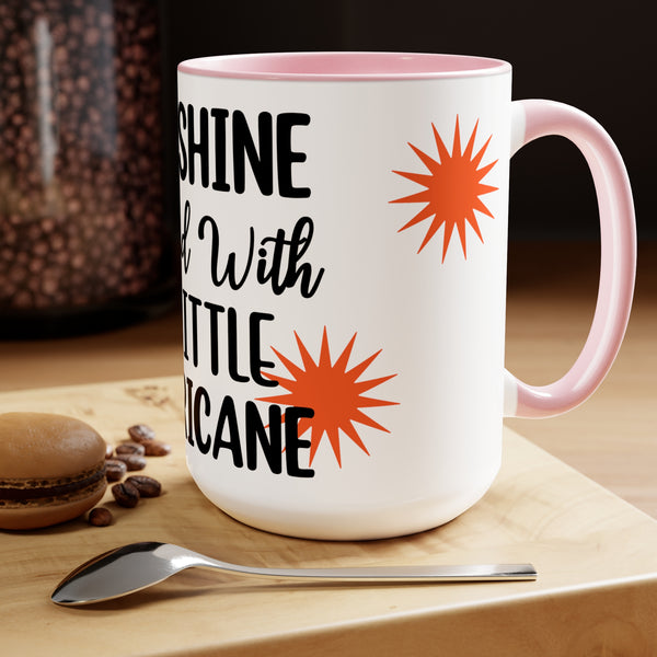 "Sunshine Mixed With A Little Hurricane" Mother's Day Two-Tone Coffee Mugs Cup, 15oz