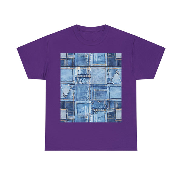 "Denim Patch" Plus Size Women Heavy Cotton Tee