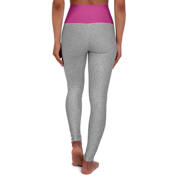 Silver/Pink High Waisted Yoga Leggings
