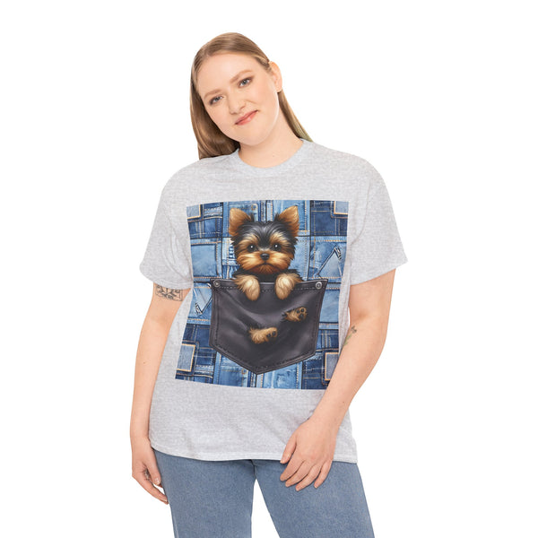"Denim Dog Patch" Plus Size Women Heavy Cotton Tee T-shirt