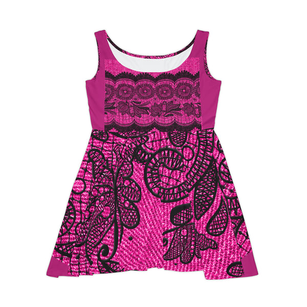 Pink Lace Sunflower Women's Skater Dress