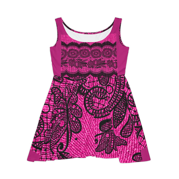 Pink Lace Sunflower Women's Skater Dress