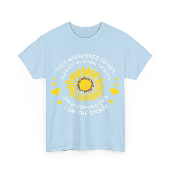 "They Whispered To Her" Woman Crewneck T-Shirt: Focus on the Good - Unisex Heavy Cotton Tee