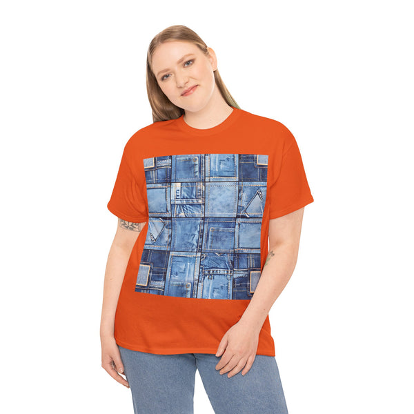 "Denim Patch" Plus Size Women Heavy Cotton Tee
