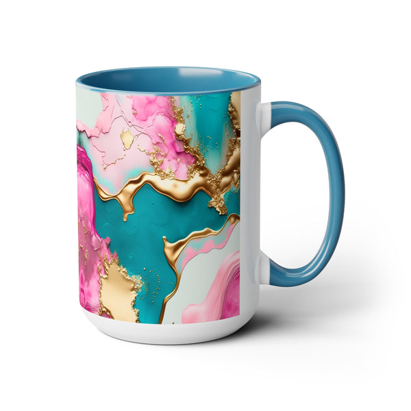 Marble Pink & Gold  Mother's Day Two-Tone Coffee Mugs Cup, 15oz