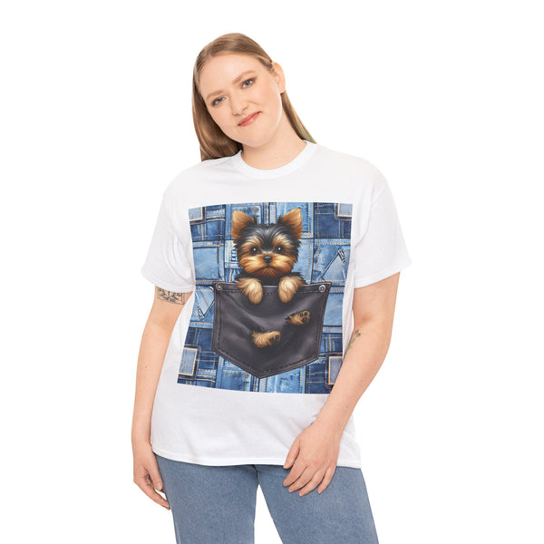 "Denim Dog Patch" Plus Size Women Heavy Cotton Tee T-shirt