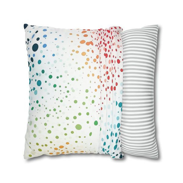 White Polka Dots Spun Polyester Square Pillowcase
