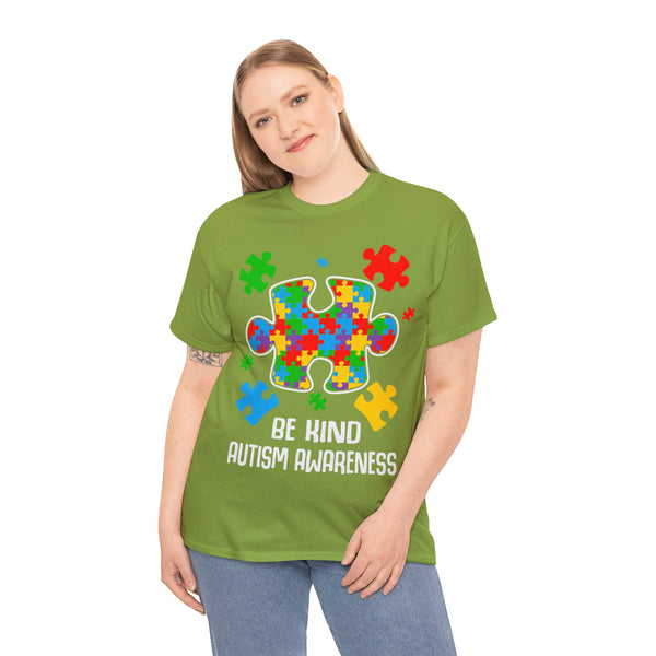 Autism Awareness "Be Kind" Plus Size Women Heavy Cotton Tee